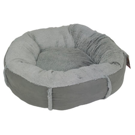 Лежак подушка Pet Choice для собак и кошек, круглый 56х56х15 см, меховой, серый