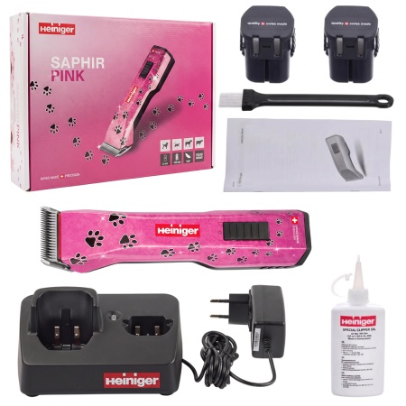 Машинка Heiniger Saphir Pink для стрижки животных, собак, кошек с 2-я аккумуляторами и лезвием #10 1