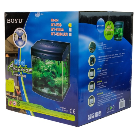 Аквариум Boyu Mini MT-508, 80 л, с фильтром, 2 LED лампы, серый​
