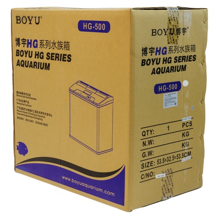 Аквариум Boyu HG-500 панорамный 52 л, LED освещение, дисплей, фильтры, белый​