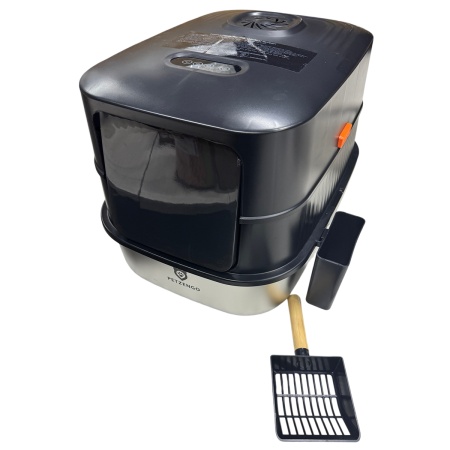 Туалет-домик умный для кошек Petzengo PL-2 60,5х40х39 см с дезодорацией + подставка, нержавеющая ста